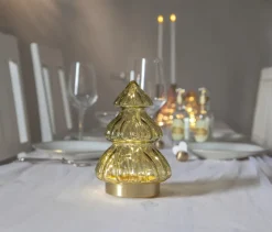 Abete table decoration Christmas lights 18 cm, Green