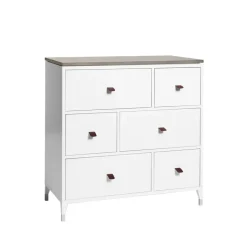 Abisko chest of drawers, white, concrete top, 6 drawers