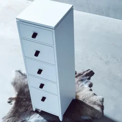 Abisko chest of drawers, white, concrete top, 6 drawers