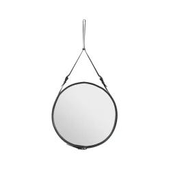 Adnet Round Mirror, Brown, large
