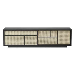 Air side table low, Black, rattan
