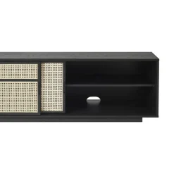 Air side table low, Black, rattan