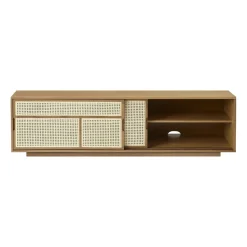 Air side table low, Oak, rattan