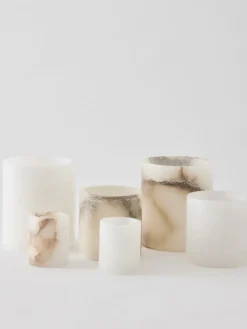 Alabaster candle holder, White-beige, XS 7.5 cm