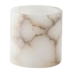 Alabaster candle holder, White-beige, S 10 cm