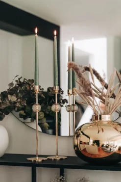 Alba candle sticks 40 cm, Solid brass and glass