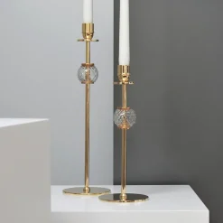 Alba candle sticks 40 cm, Solid brass and glass