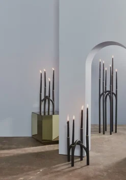 Angui candle stick 34 cm, Black-gold