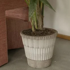 Atlas raw pot with saucer, Grey, Ø21 cm