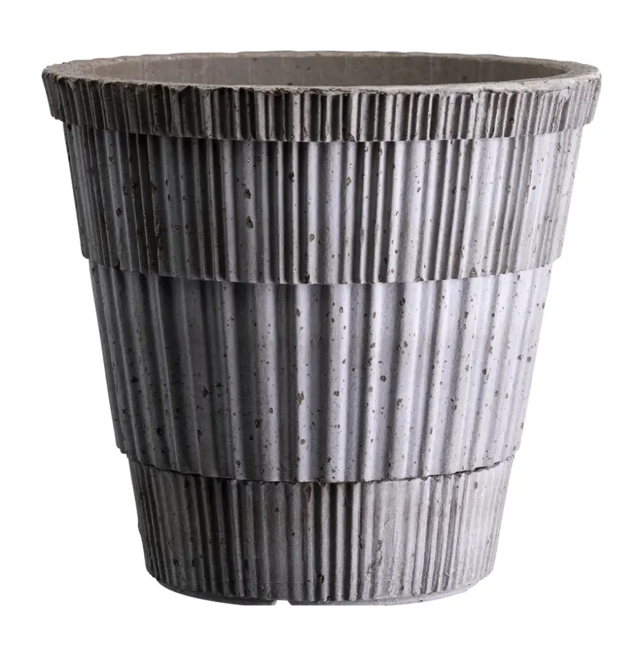 Atlas raw pot with saucer, Grey, Ø16 cm