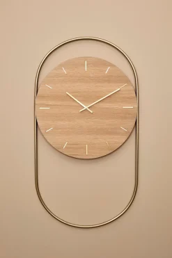 A-Wall wall clock 41x76 cm, Oak-brass