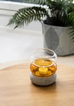 Bagel vase/lantern 12 cm, Amber