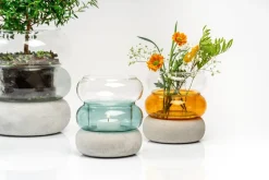 Bagel vase/lantern 12 cm, Amber