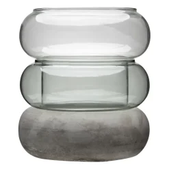 Bagel vase/lantern 22 cm, grey