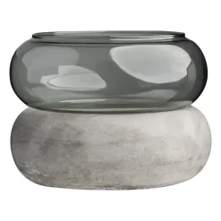 Bagel vase/lantern 22 cm, grey