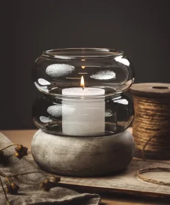 Bagel vase/lantern 22 cm, grey