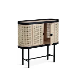 Be My Guest bar cabinet, Rotting. White oiled oak. black steel stand