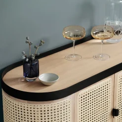 Be My Guest bar cabinet, Rotting. White oiled oak. black steel stand