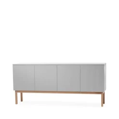 Beam side table, Light grey, stand in white oiled oak