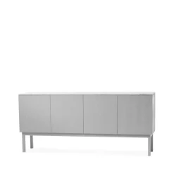 Beam side table, Light grey, light grey stand, tabletop in carrara marble