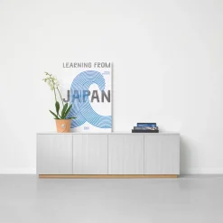 Beam side table, Light grey, base in oiled oak