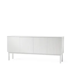 Beam side table, White lacquer, white stand