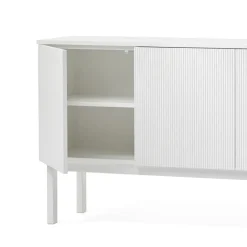 Beam side table, White lacquer, base in white oiled oak