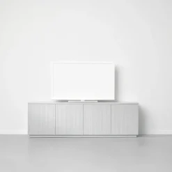 Beam side table, White lacquer, base in white oiled oak