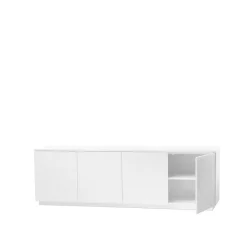 Beam side table, White lacquer, white base