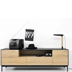 Blackbird media unit, Black oak-Black metal legs