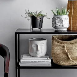 Bloomingville flower pot with face 16.5x18 cm, white
