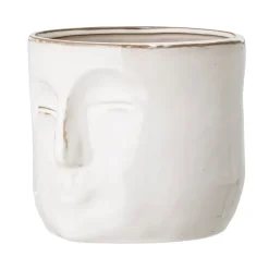 Bloomingville flower pot with face 16.5x18 cm, white