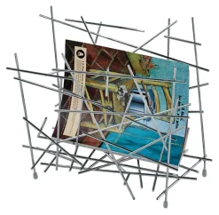 Blow up newsletter stand, stainless steel