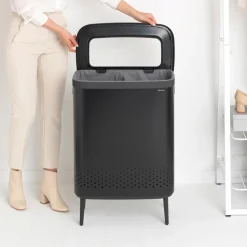 Bo laundry basket high 2x45 L, matte black