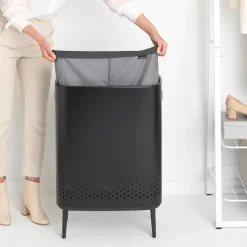 Bo laundry basket high 2x45 L, matte black