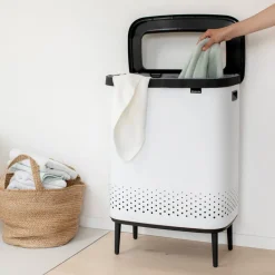 Bo laundry basket high 2x45 L, white