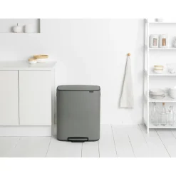 Bo pedal bin 2x30 L, Mineral concrete grey