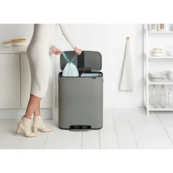 Bo pedal bin 2x30 L, Mineral concrete grey