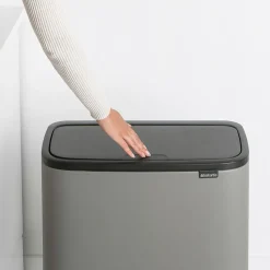 Bo touch bin 11+23 litre, Mineral concrete grey