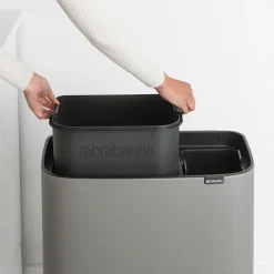 Bo touch bin 11+23 litre, Mineral concrete grey