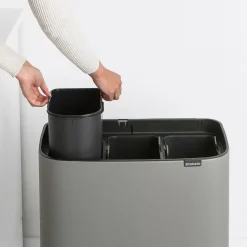 Bo touch bin 3 x 11 litre, Mineral concrete grey