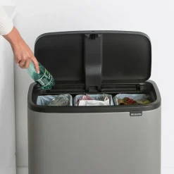 Bo touch bin 3 x 11 litre, Mineral concrete grey