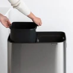 Bo touch bin high 2x30 L, matte-brushed steel