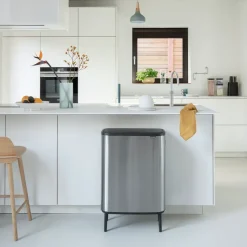 Bo touch bin high 2x30 L, matte-brushed steel