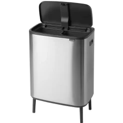 Bo touch bin high 2x30 L, matte-brushed steel