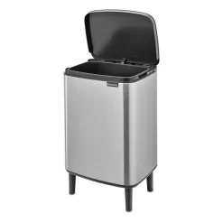 Bo waste bin high 12 L, Brushed steel - matte