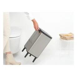Bo waste bin high 12 L, Brushed steel - matte