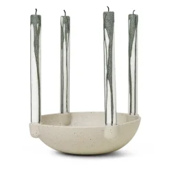Bowl advent candle ceramic large Ø27 cm, light grey