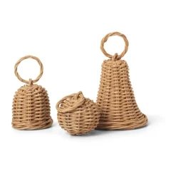 Braided Bell Baubles hanging Christmas decoration 3-pack, Natural