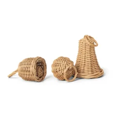 Braided Bell Baubles hanging Christmas decoration 3-pack, Natural